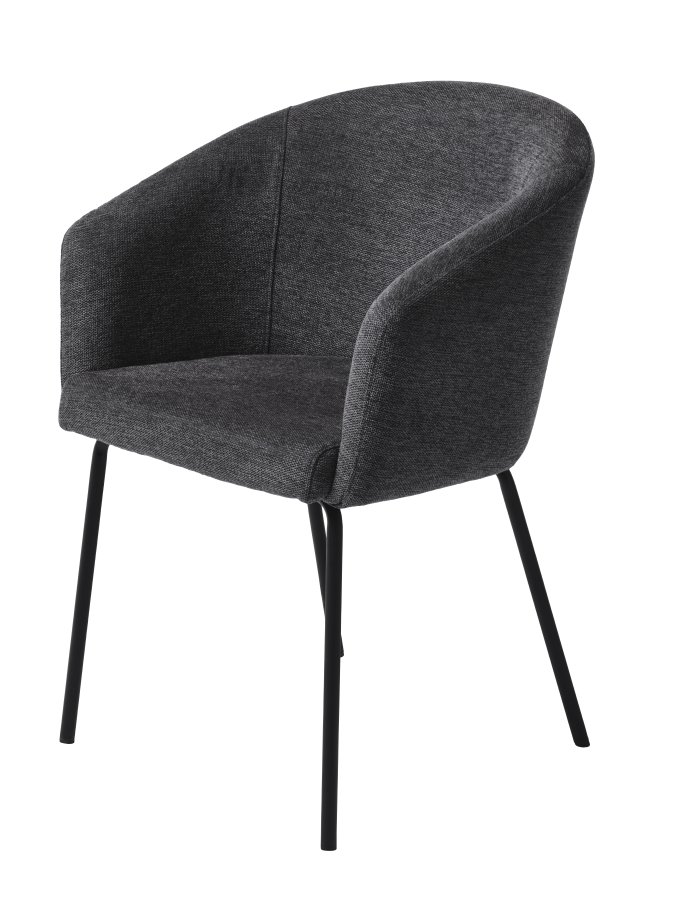 Easton spisebordsstol, m. armln - mrkegr stof og sorte ben