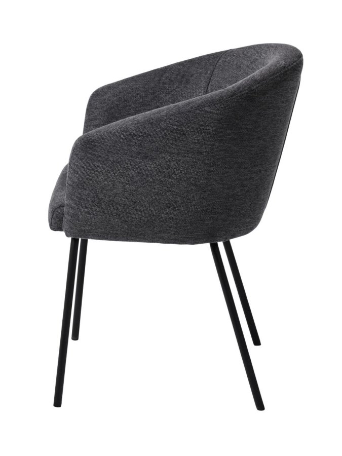 Easton spisebordsstol, m. armln - mrkegr stof og sorte ben