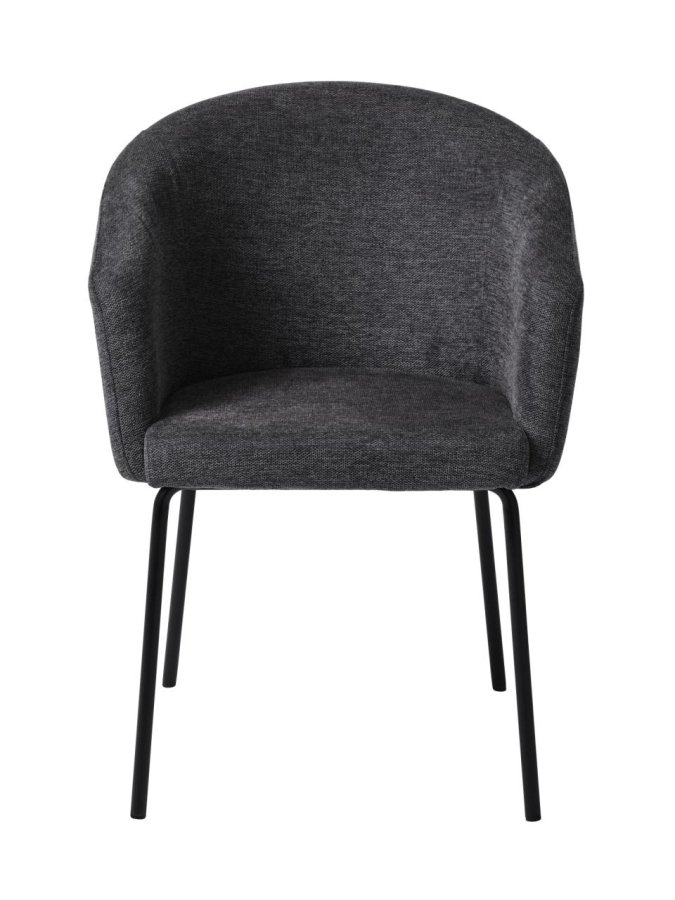 Easton spisebordsstol, m. armln - mrkegr stof og sorte ben
