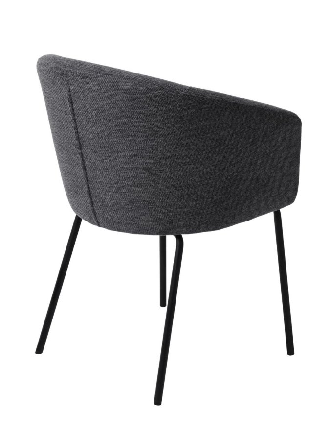 Easton spisebordsstol, m. armln - mrkegr stof og sorte ben