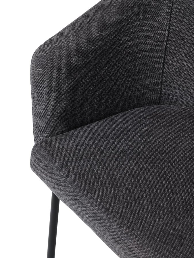 Easton spisebordsstol, m. armln - mrkegr stof og sorte ben