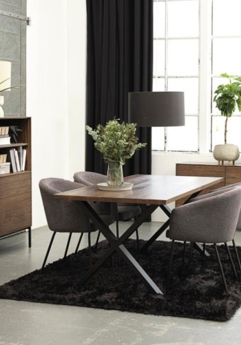 Easton spisebordsstol, m. armln - mrkegr stof og sorte ben