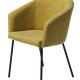Easton spisebordsstol, m. armln - sennepsfarvet stof og sorte ben