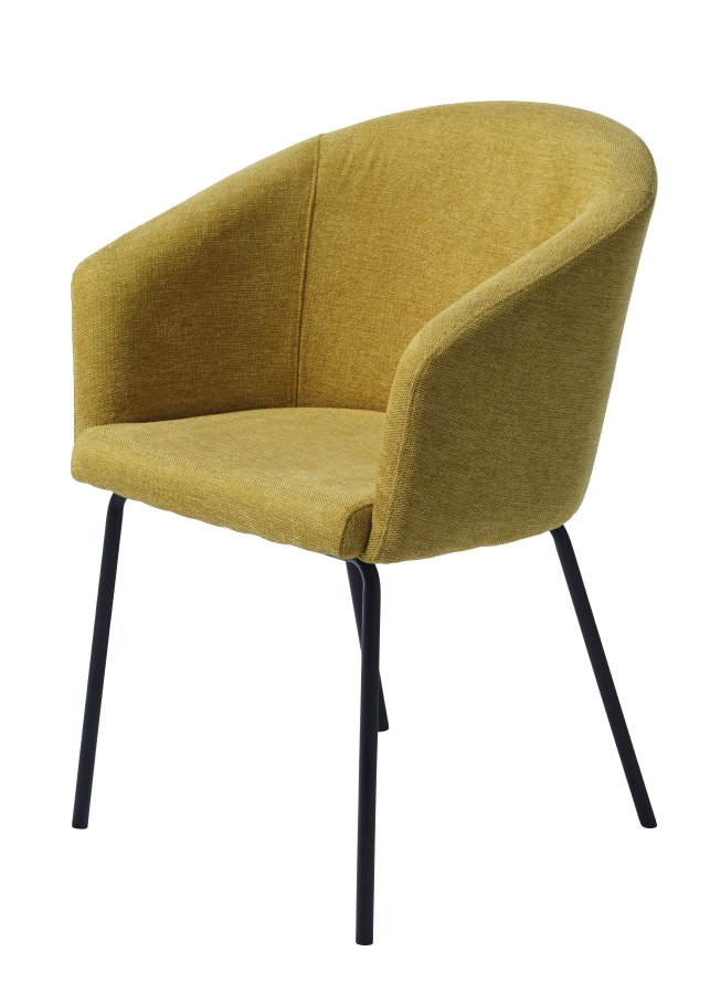 Easton spisebordsstol, m. armln - sennepsfarvet stof og sorte ben