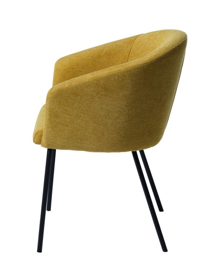 Easton spisebordsstol, m. armln - sennepsfarvet stof og sorte ben