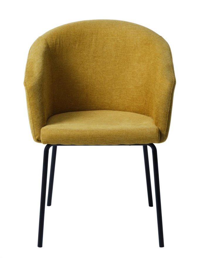 Easton spisebordsstol, m. armln - sennepsfarvet stof og sorte ben