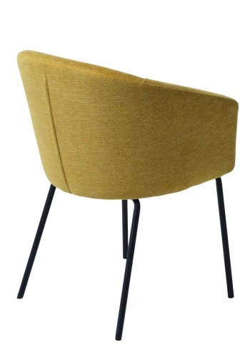 Easton spisebordsstol, m. armln - sennepsfarvet stof og sorte ben