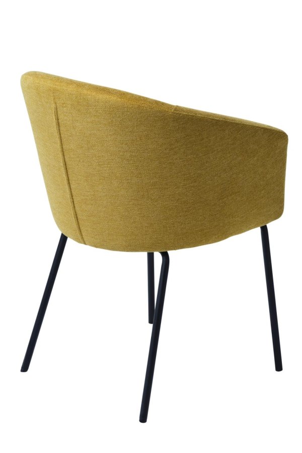 Easton spisebordsstol, m. armln - sennepsfarvet stof og sorte ben
