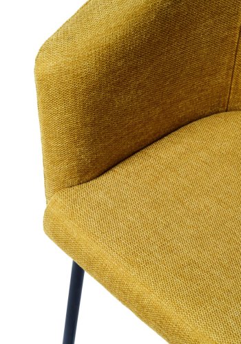 Easton spisebordsstol, m. armln - sennepsfarvet stof og sorte ben