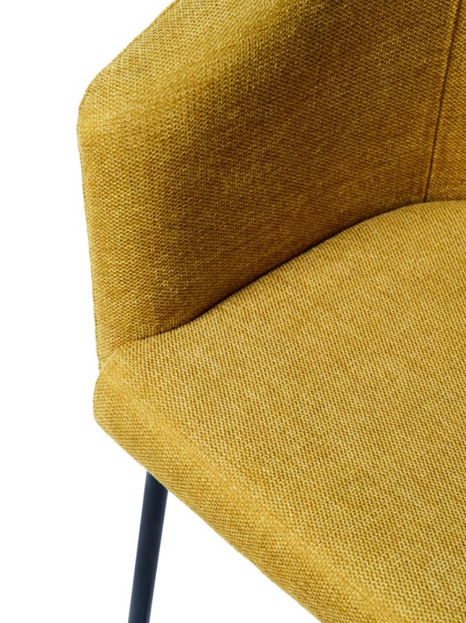 Easton spisebordsstol, m. armln - sennepsfarvet stof og sorte ben