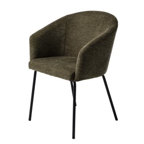 Easton spisebordsstol, m. armln - olivengrn stof og sorte ben