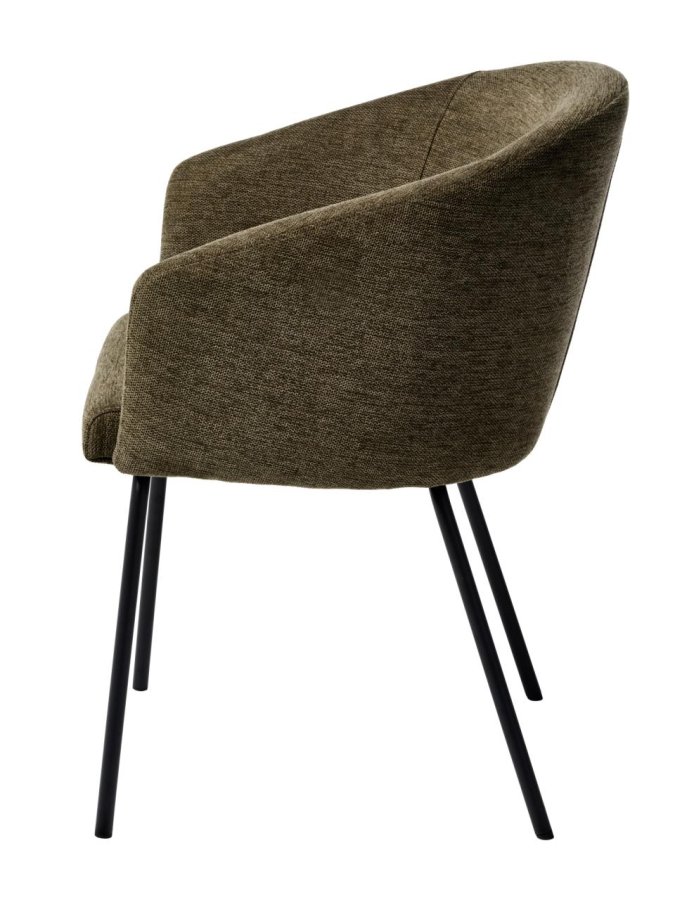 Easton spisebordsstol, m. armln - olivengrn stof og sorte ben