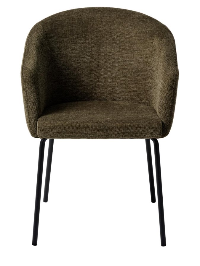 Easton spisebordsstol, m. armln - olivengrn stof og sorte ben