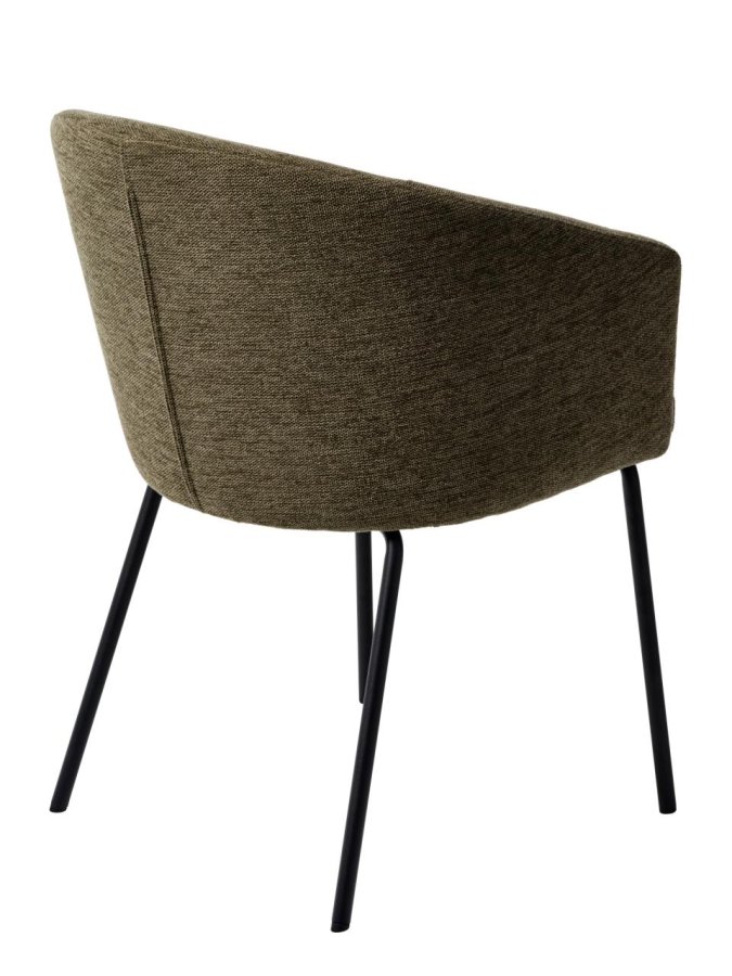 Easton spisebordsstol, m. armln - olivengrn stof og sorte ben