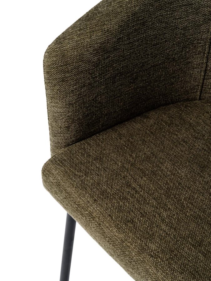 Easton spisebordsstol, m. armln - olivengrn stof og sorte ben