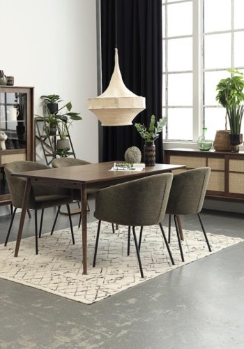 Easton spisebordsstol, m. armln - olivengrn stof og sorte ben