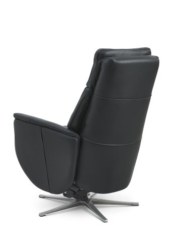 Nicolai recliner stol, 3 motorer, armln, vippefunktion, fodskammel - sort semianilin lder, metal