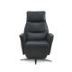 Nicolai recliner stol, 3 motorer, armln, vippefunktion, fodskammel - sort semianilin lder, metal