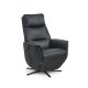 Nicolai recliner stol, 3 motorer, armln, vippefunktion, fodskammel - sort semianilin lder, metal