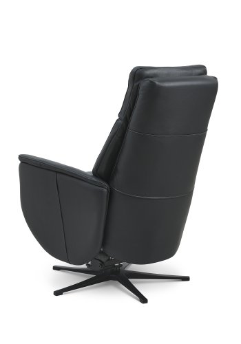 Nicolai recliner stol, 3 motorer, armln, vippefunktion, fodskammel - sort semianilin lder, metal