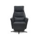 Nicolai recliner stol, 3 motorer, armln, vippefunktion, fodskammel - sort semianilin lder, metal