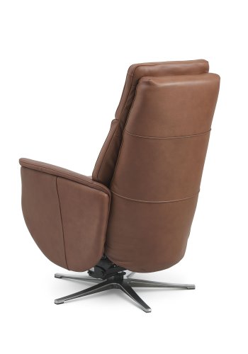 Nicolai recliner stol, 3 motorer, armln, vippefunktion, fodskammel - cognac semianilin lder, metal