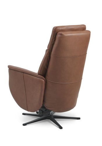 Nicolai recliner stol, 3 motorer, armln, vippefunktion, fodskammel - cognac semianilin lder, metal