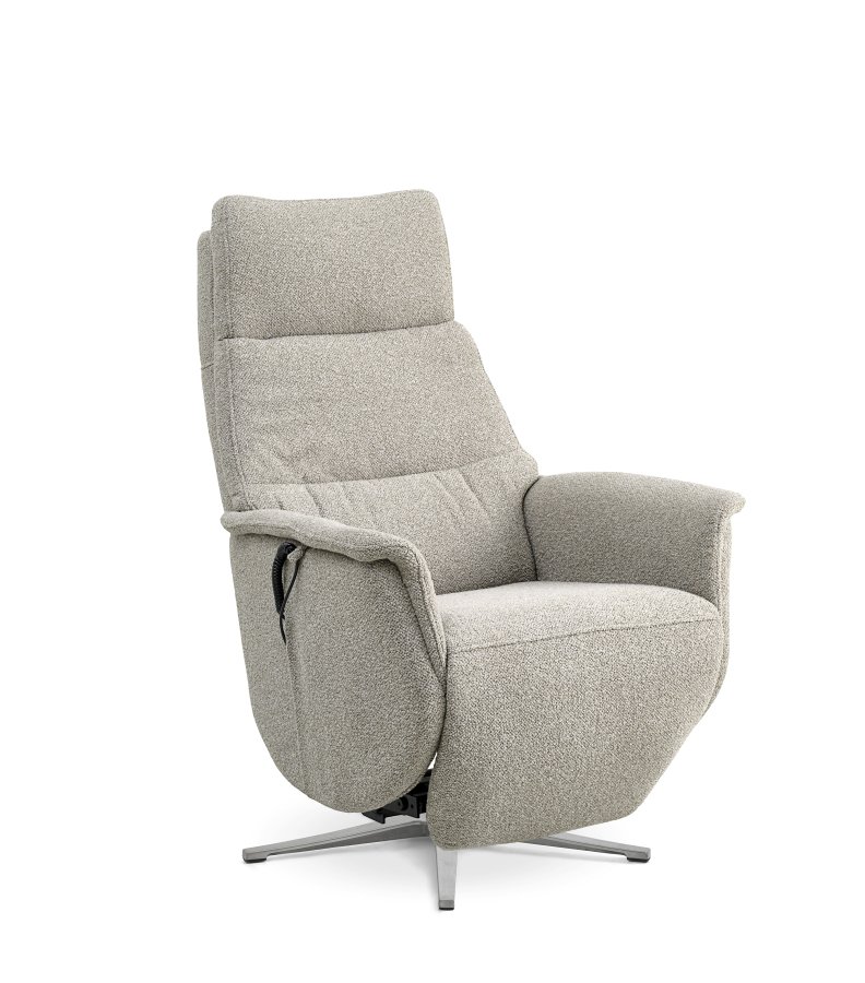 Nicolai recliner stol, m. 3 motorer, armln, vippefunktion, fodskammel - mushroom stof og slv metal