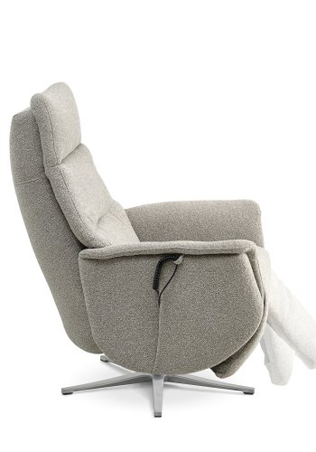 Nicolai recliner stol, m. 3 motorer, armln, vippefunktion, fodskammel - mushroom stof og slv metal