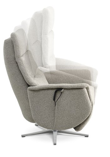 Nicolai recliner stol, m. 3 motorer, armln, vippefunktion, fodskammel - mushroom stof og slv metal
