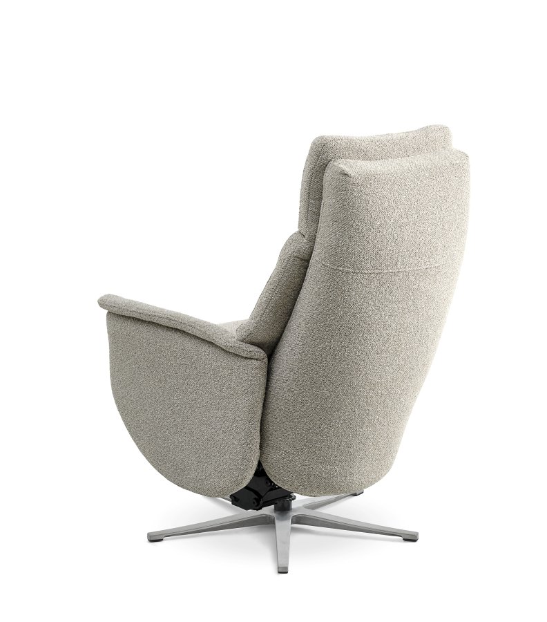 Nicolai recliner stol, m. 3 motorer, armln, vippefunktion, fodskammel - mushroom stof og slv metal