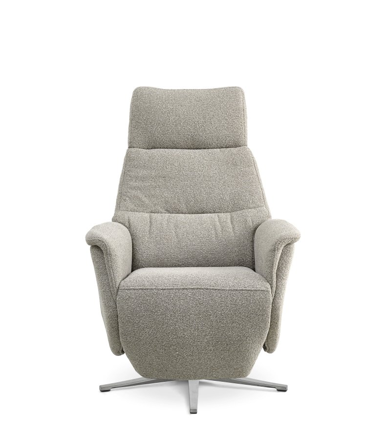 Nicolai recliner stol, m. 3 motorer, armln, vippefunktion, fodskammel - mushroom stof og slv metal