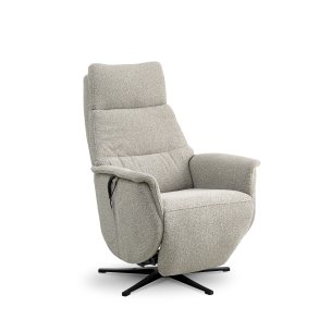 Nicolai recliner stol, m. 3 motorer, armln, vippefunktion, fodskammel - mushroom stof og sort metal