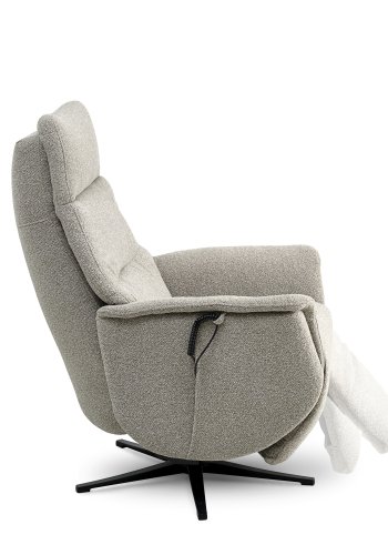 Nicolai recliner stol, m. 3 motorer, armln, vippefunktion, fodskammel - mushroom stof og sort metal
