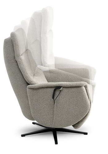 Nicolai recliner stol, m. 3 motorer, armln, vippefunktion, fodskammel - mushroom stof og sort metal