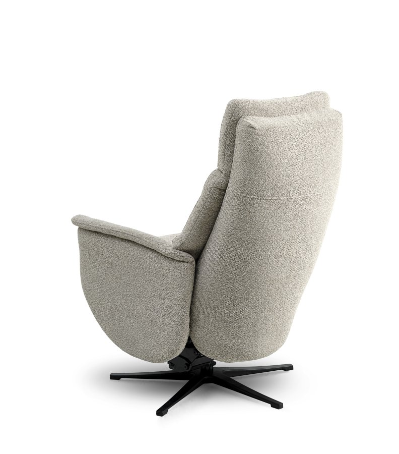 Nicolai recliner stol, m. 3 motorer, armln, vippefunktion, fodskammel - mushroom stof og sort metal