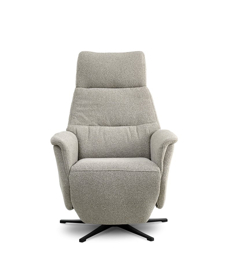 Nicolai recliner stol, m. 3 motorer, armln, vippefunktion, fodskammel - mushroom stof og sort metal