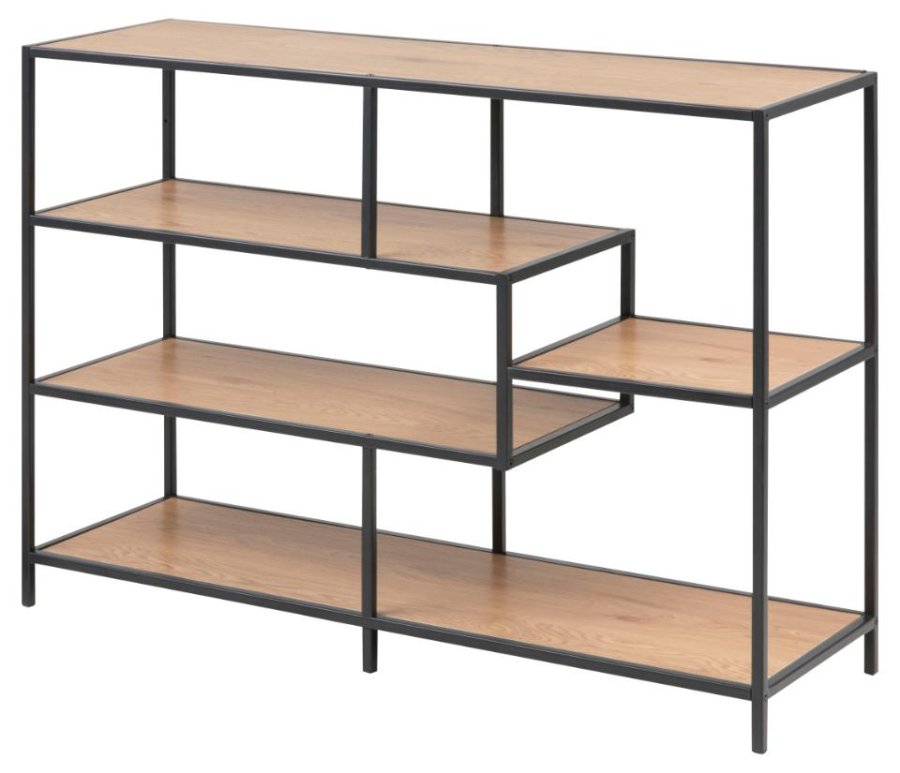 ACT NORDIC Seaford reol, m. 4 hylder - natur mat vild eg ru papir og mat sort stl