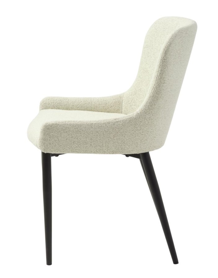 Ontario spisebordsstol - offwhite bouclé og sort metal
