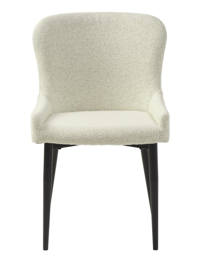 Ontario spisebordsstol - offwhite bouclé og sort metal