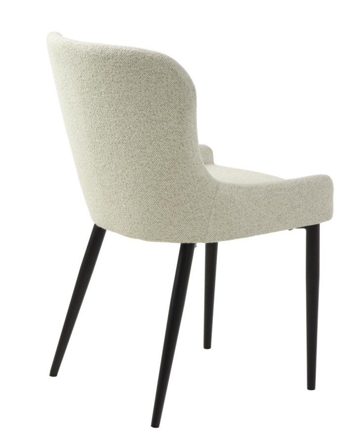 Ontario spisebordsstol - offwhite bouclé og sort metal