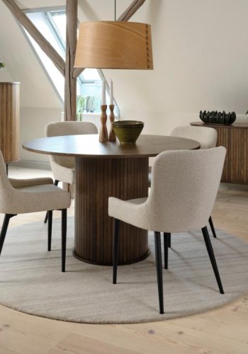 Ontario spisebordsstol - offwhite bouclé og sort metal