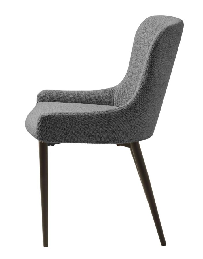 Ontario spisebordsstol - dyb gr bouclé og sort metal