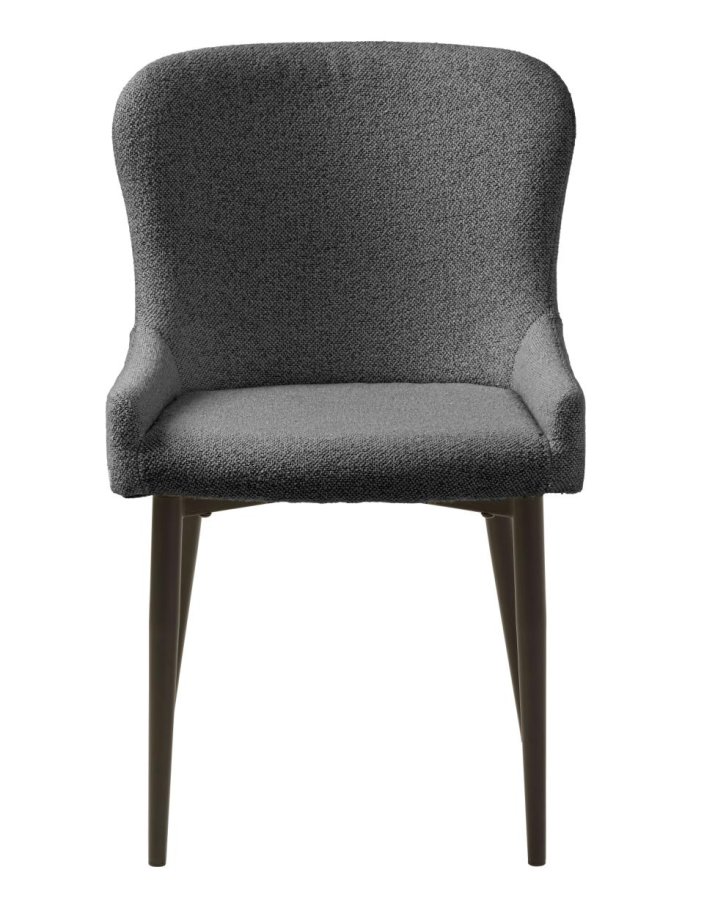 Ontario spisebordsstol - dyb gr bouclé og sort metal