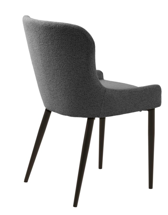 Ontario spisebordsstol - dyb gr bouclé og sort metal