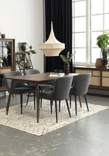 Ontario spisebordsstol - dyb gr bouclé og sort metal