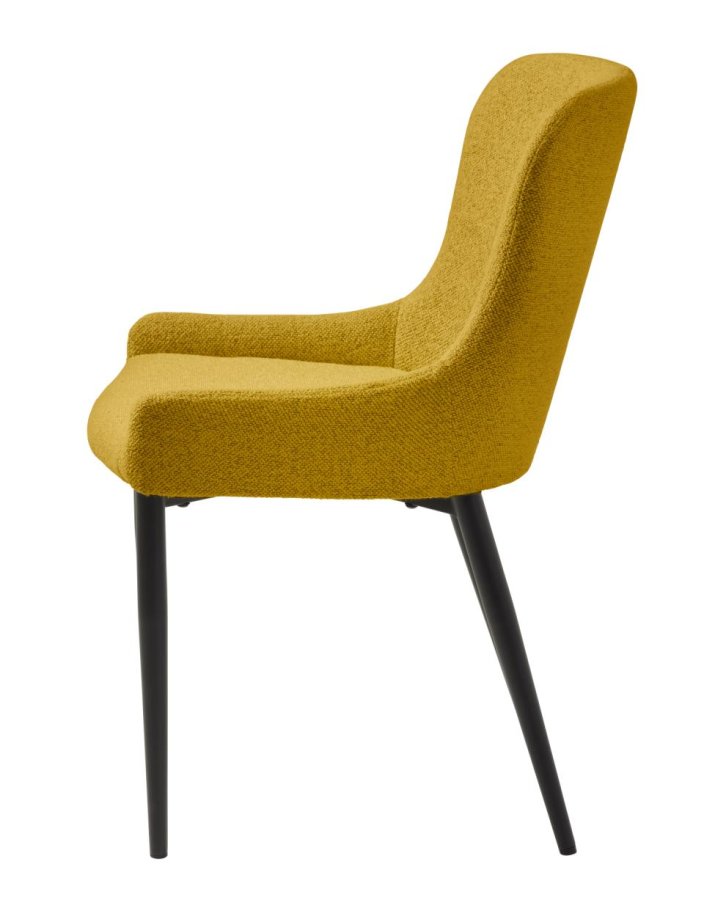 Ontario spisebordsstol - sennep bouclé og sort metal