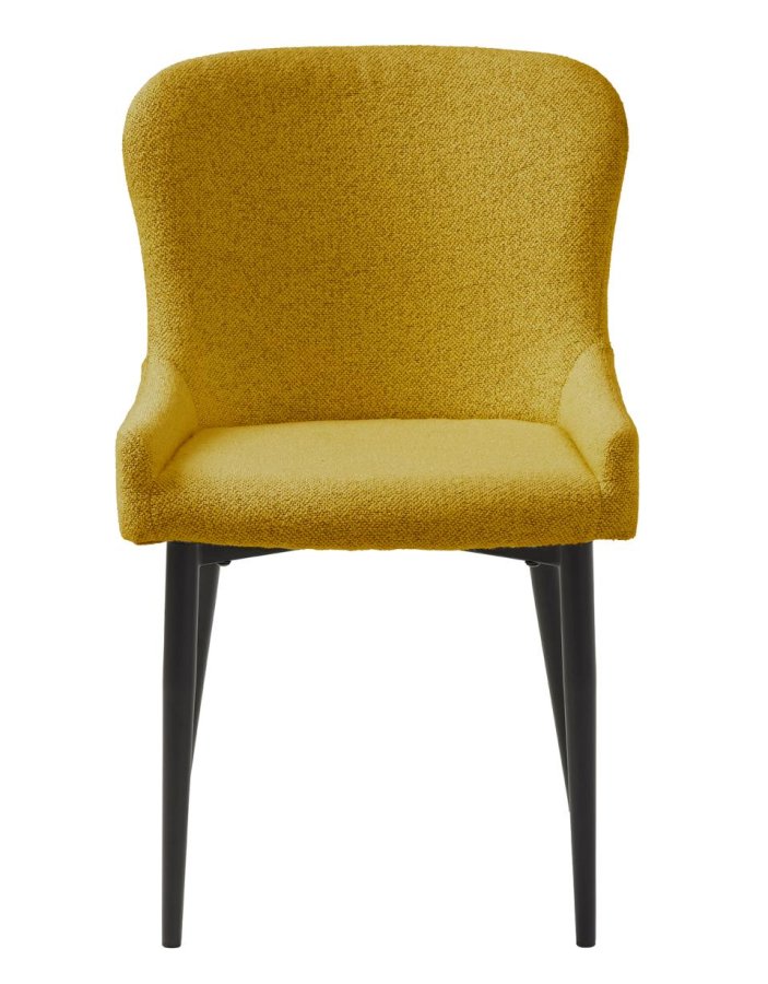 Ontario spisebordsstol - sennep bouclé og sort metal