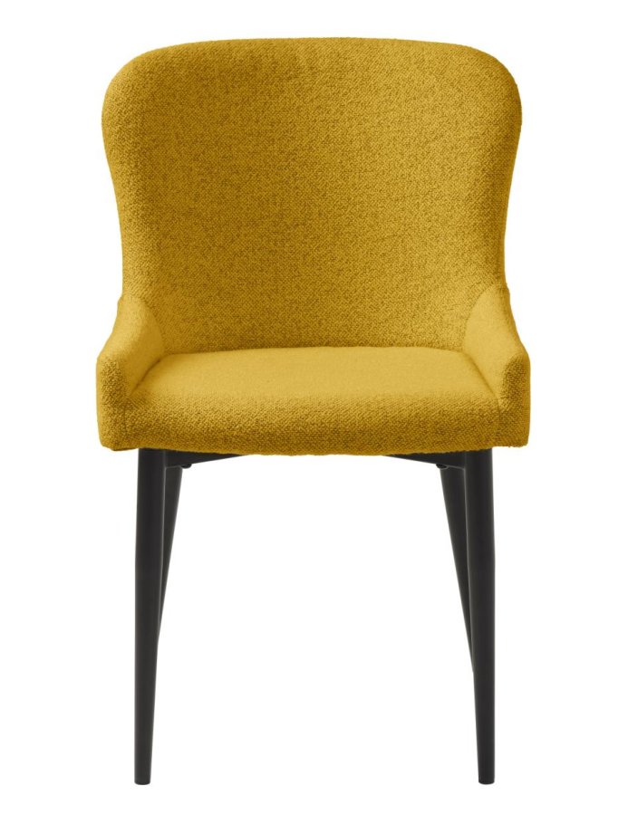 Ontario spisebordsstol - sennep bouclé og sort metal