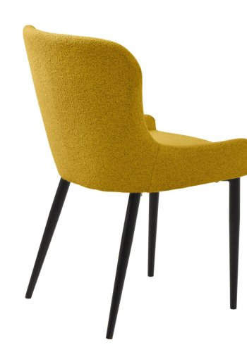 Ontario spisebordsstol - sennep bouclé og sort metal